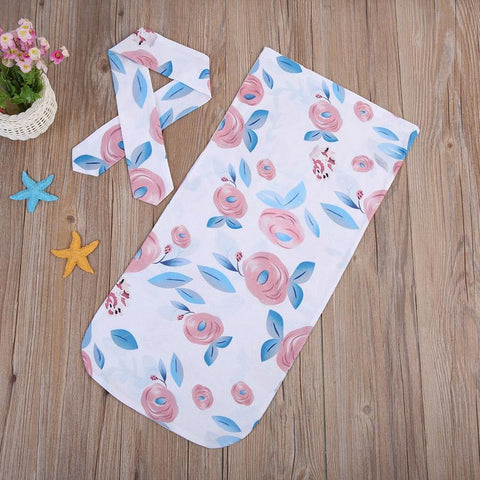 Swaddle Sleeping Sack & Headwrap 2pc Set - Flowers