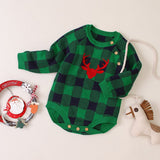 Long-sleeved plaid romper