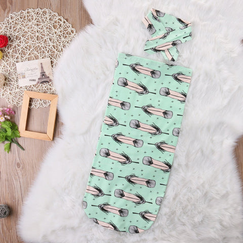Swaddle Sleeping Sack & Headwrap 2pc Set - Feather