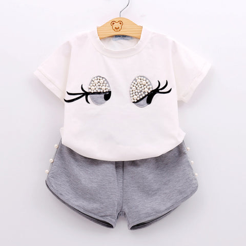 Eyelashes Short sleeve two piece set