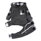 Embroidery Plaid Plush Hoodie suit
