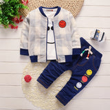 Plaid long sleeve three-piece suit