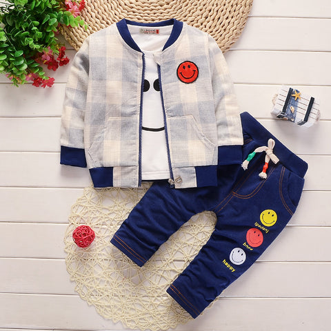 Plaid long sleeve three-piece suit
