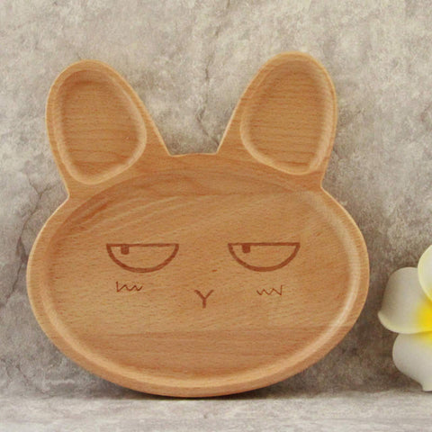 Wooden Rabbit face dinner plate
