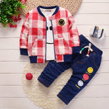 Plaid long sleeve three-piece suit