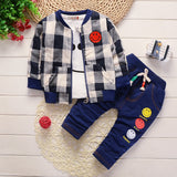 Plaid long sleeve three-piece suit