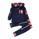 Embroidery Plaid Plush Hoodie suit