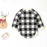 Long-sleeved plaid romper