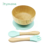 Wooden Feeding Bowl with Suction Cup
