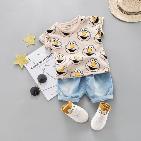 Cartoon T-Shirt and Shorts Set