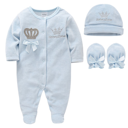 Newborn Rompers Set with Gloves and Hat