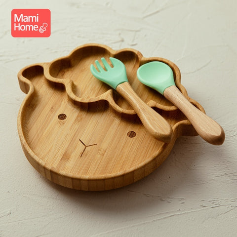 3pc/set Custom Baby Feeding Food Plates Natural Bamboo