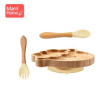 3pc/set Custom Baby Feeding Food Plates Natural Bamboo