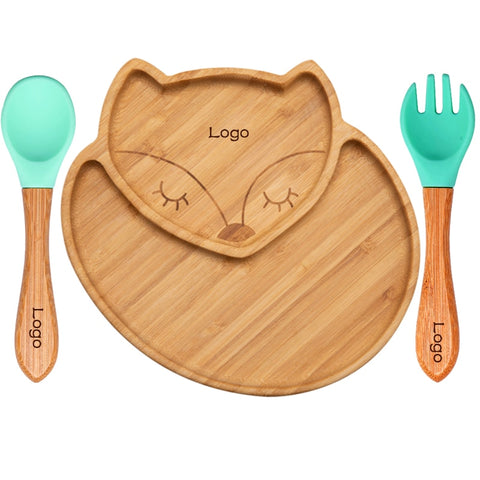 Baby Feeding Food Plates Natural Bamboo