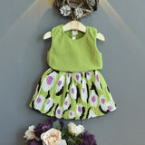 Sleeveless Flower Skirt Set
