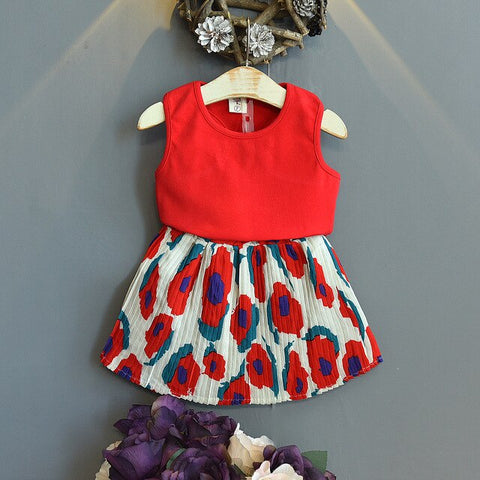 Sleeveless Flower Skirt Set